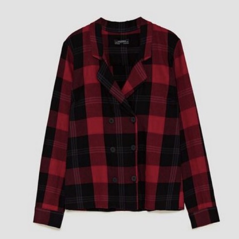 Zara Checked blazer-style shirt.